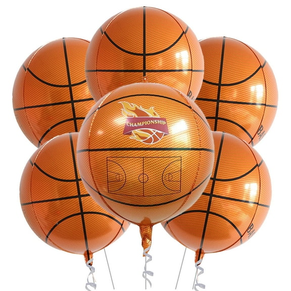 Cymylar Basketball Foil Balloon, Sports Themed Children's Birthday Party Decoration Orange(6Pcs)