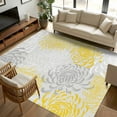 thumbnail image 3 of Yellow Grey Chrysanthemum Area Rugs 5x8 for Living Room, Farmhouse Botanical Floral Modern Non Slip Washable Rug Runner, Low Pile Indoor Floor Carpet Mat Bathroom Rugs for Bedroom, Kids Room, 3 of 9