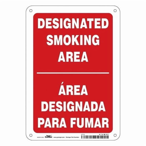 Safety Sign, 10" H, 7 in W,  Horizontal Rectangle, English, Spanish, 474M05