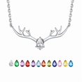 thumbnail image 1 of Collar de plata para mujer Silvora Collares con colgante único de cuerno de ciervo Cristal sintético Piedra natalicio Regalos de Navidad para mamá, hija, esposa, 1 of 8