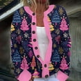 thumbnail image 2 of Oversized Cardigans Women Christmas Color Block Tree Print Button Up Knitted Sweater Long Sleeve Fall Fashion Holiday 2025 Clothing, 2 of 5