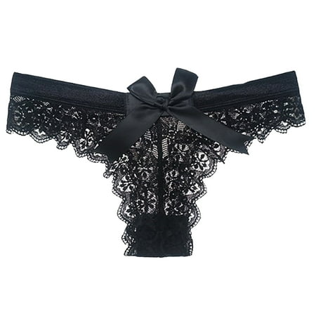 

Womens Thongs Panties Bow Lace Panties Transparent Mesh Thongs Low Waist Seamless Panties Lingerie For Women