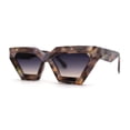 thumbnail image 2 of Womens Thick Angular Bevel Rim Geometric Cat Eye Sunglasses Beige Tortoise Smoke, 2 of 4
