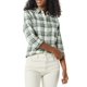 thumbnail image 1 of Amazon Essentials Camisa de franela ligera de manga larga para mujer, corte clásico, cuadros alpinos, color crudo/verde, talla S, 1 of 4