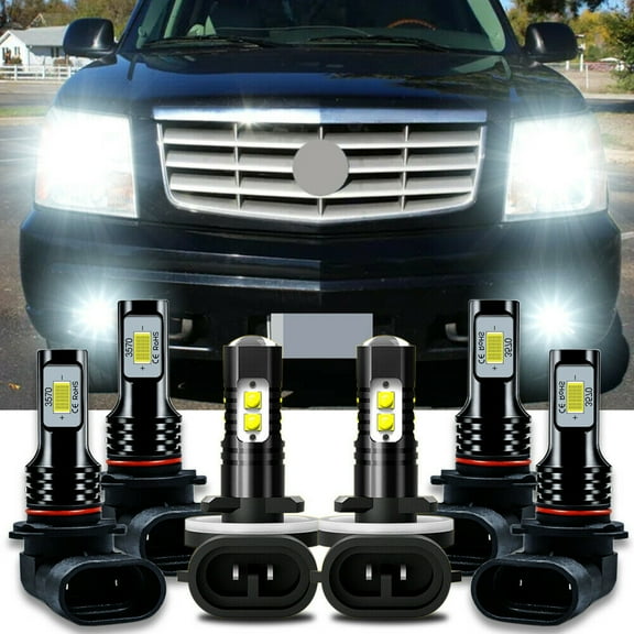 For Cadillac Escalade 1999-2001 2002 Combo LED Headlights Fog Lights Bulbs Kit 6x