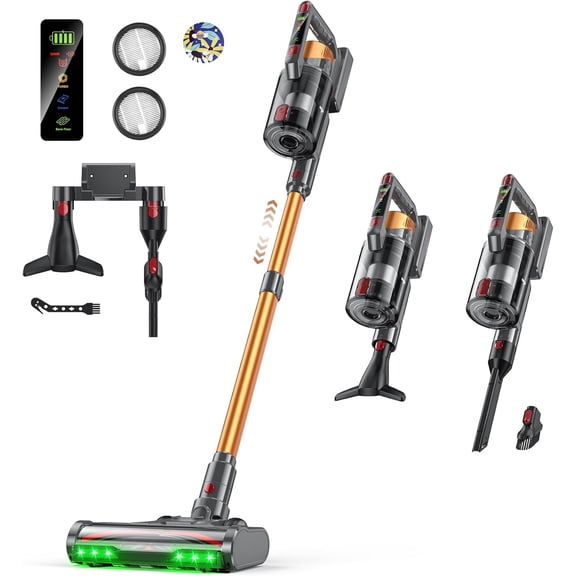 TechRise Cordless Vacuum Cleaner,55Kpa 70-Min Stick Vacuum with Live Display,Anti-Tangle Brush & 8-in-1 Filter,Handheld Convertible,Multiple Charging,Vacuum Cleaners for Home/Pet Hair/Carpet/Floor