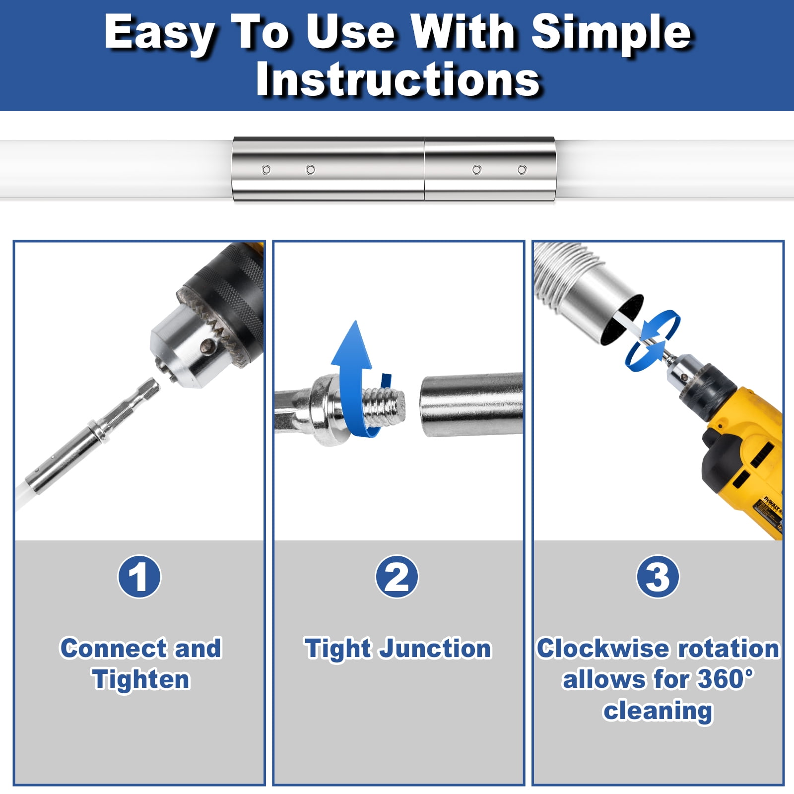 30Feet Dryer Vent Cleaner Kit , Dryer Vent Hose Cleaning Brush , Flexible Dryer Lint Remover , Synthetic Brush Head Use with or Without a Power Drill, Dryer Vent Cleaning Kit