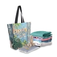 thumbnail image 2 of FORMRS Womens Canvas Tote Bag with Zipper Inner Pocket Shoulder Handbag, Blue Sea Boat, 2 of 7