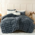 thumbnail image 5 of BLEUM CADE Fluffy Comforter Set Queen Size,Faux Fur Luxury Fuzzy Bedding Sets Gray,Shaggy Plush Duvet Cover Set with 2 Pillowcases, 5 of 11