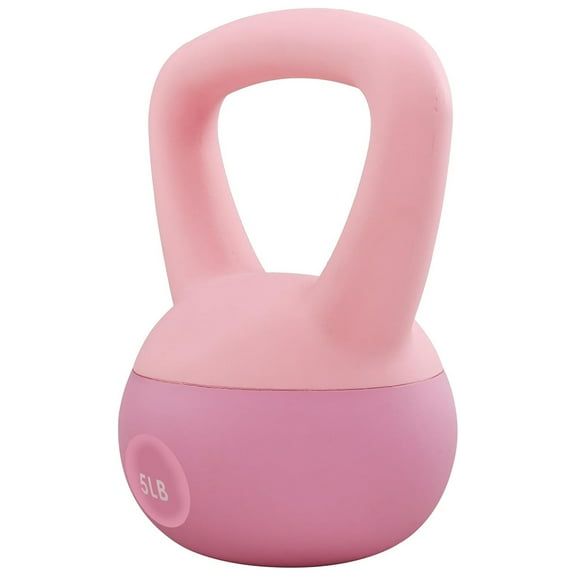 Fitvids Soft Kettlebell with Ergonomic Grip, Iron & Sand Filled, 5 Pounds, Light Pink