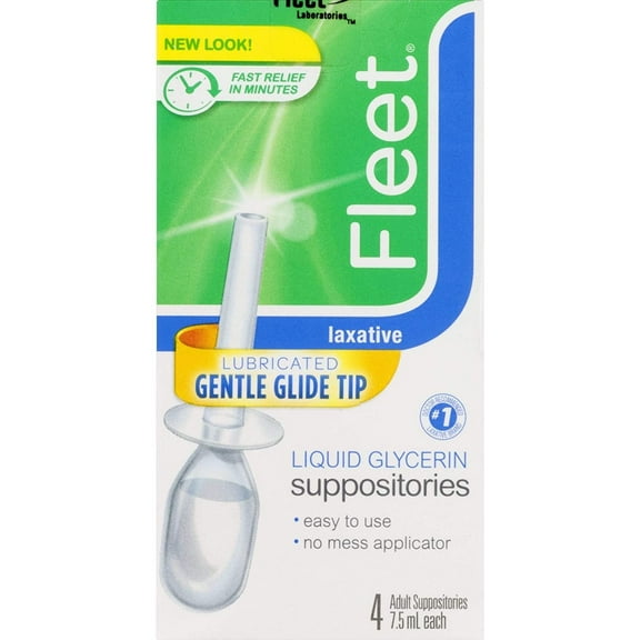 Fleet Liquid Glycerin Suppositories 4 Each (Pack of 9)