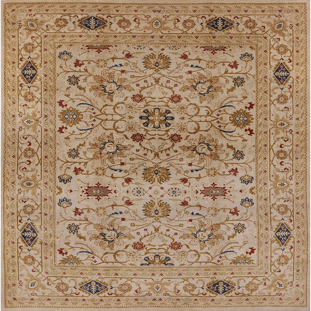 Ahgly Company Machine Washable Indoor Square Industrial Modern Light Brown Area Rugs, 8' Square