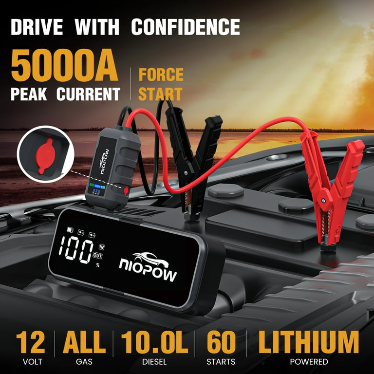 VTOMAN V1500 1500A Jump Starter Power Bank - 12V Car Battery Booster,  Portable Car Jump Starter Mid Intelligent Jump Lead, Suitable for 6.0L  Petrol