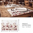 thumbnail image 3 of Placemats 1 Pack, Red Spring Floral Woven Placemat, Linen Place Mats for Kitchen/Dining Tables, Elegant Pastoral Flowers Watercolor Washable Table Mats for Party, 3 of 8