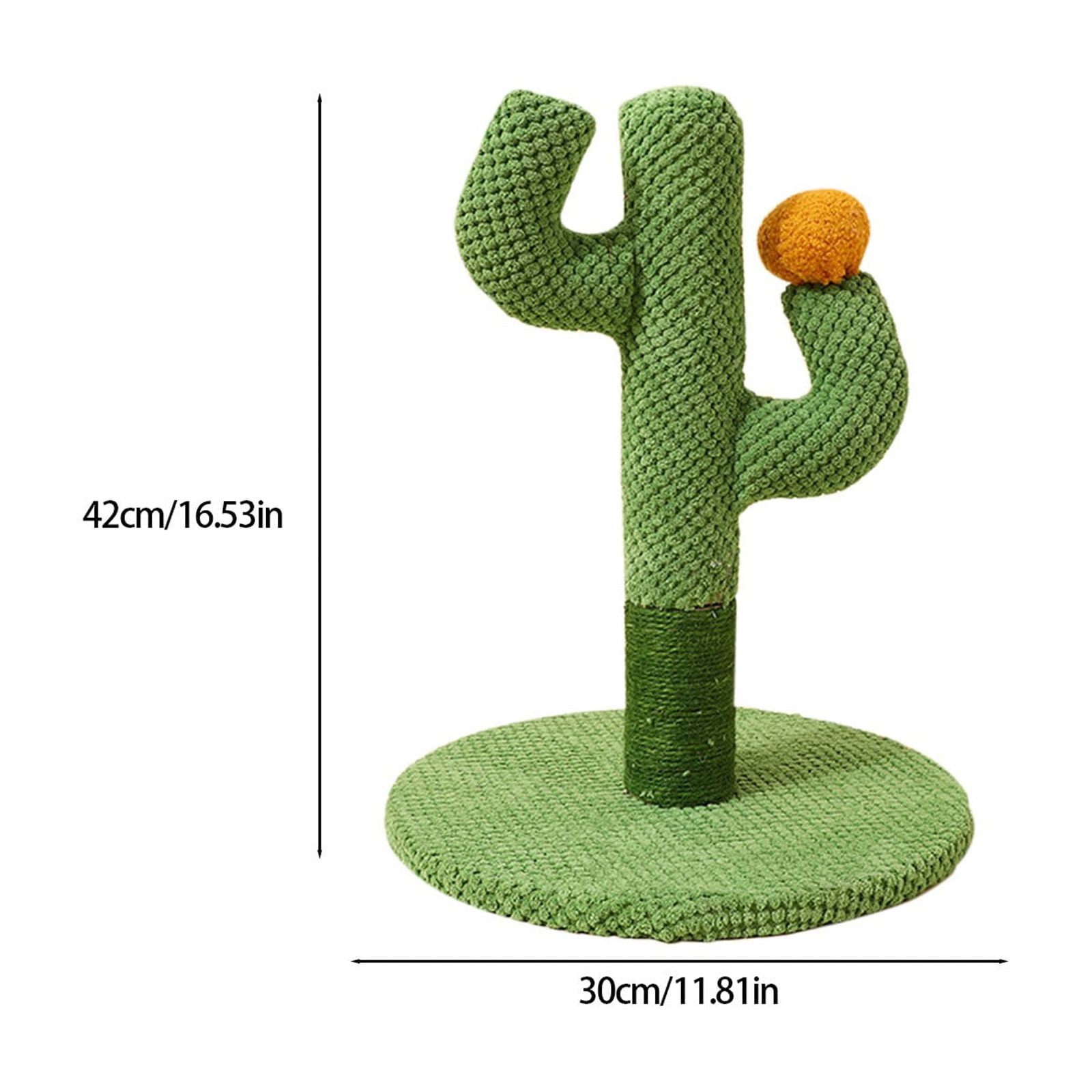 Kraoden Tall Cat Scratching Post, Cactus Cat Scratcher Kitten Scratching Posts for Indoor Cats Adults Claw Scratch with Sisal Rope, Vertical Green Cat Tree with Dangling Ball for Kitties