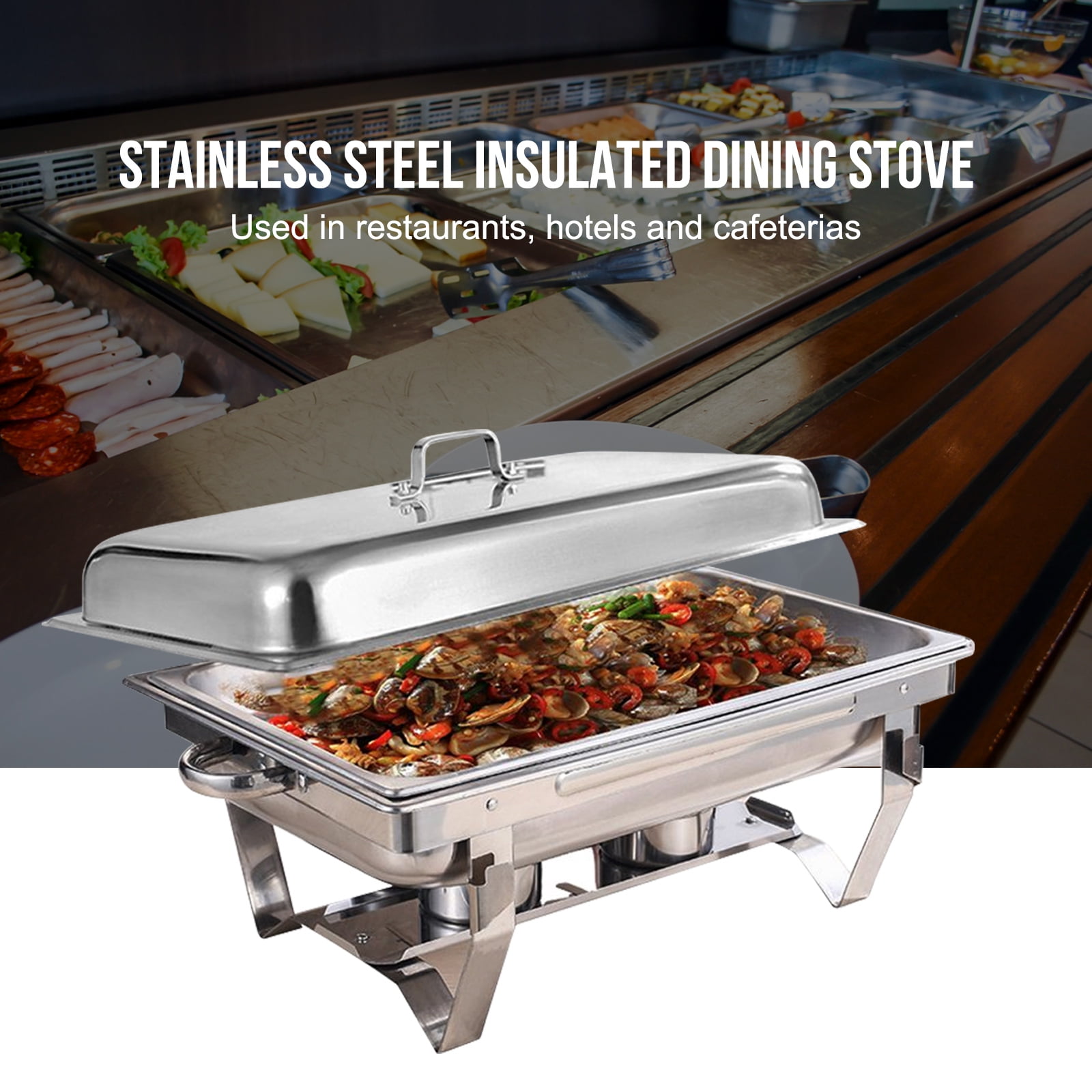 Chafing Dish Buffet Set 1 Pack 8QT Stainless Steel Food Warmer Chafer