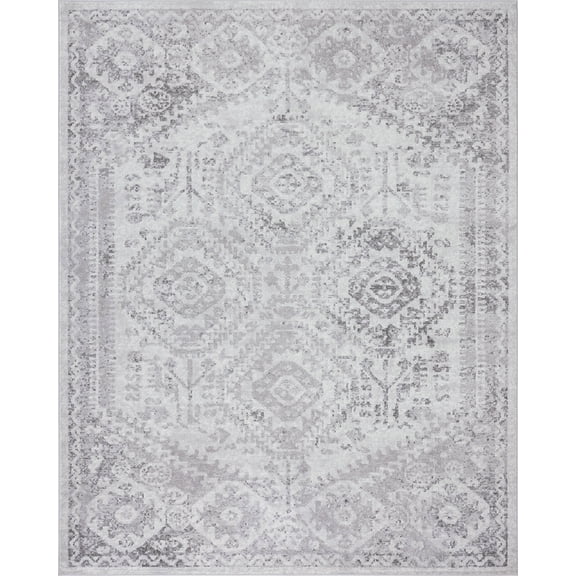 Tayse Nexus Area Rug NEX1402 Traditional White Bulbs Rings 7' 10" x 10' 2" Rectangle