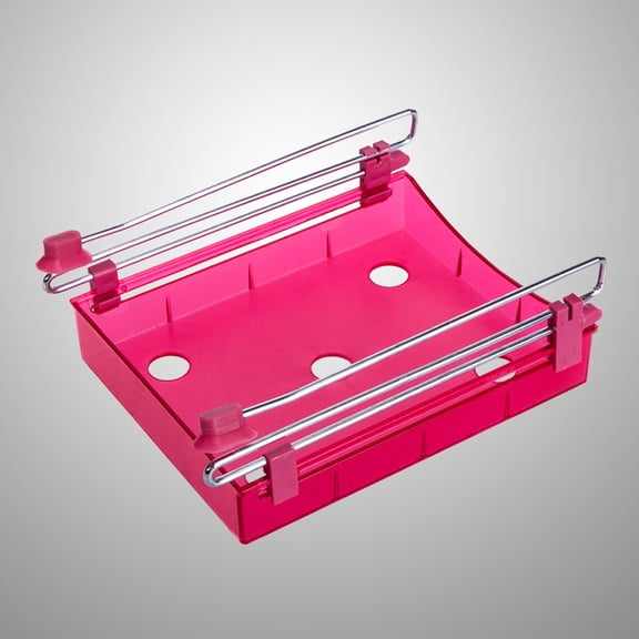 OUNONA Slide Kitchen Fridge Freezer Space Saver Organizer Storage Rack Holder Shelf (Red)
