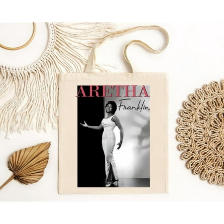 vintage Aretha Franklin Two Tone Tote Bag - Black-TH20373