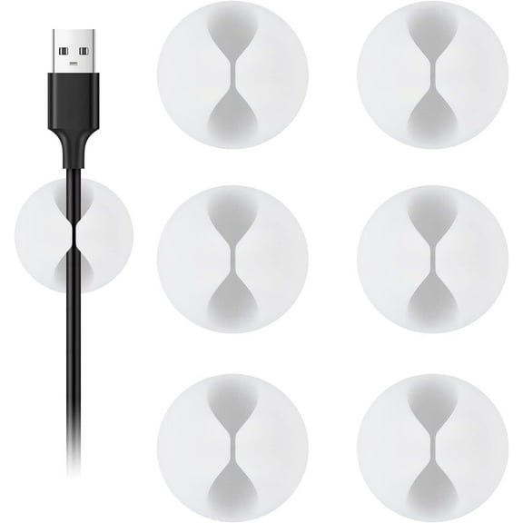 Siloon Cable Clips, 12 Pack White Cord Holder Cable Management Wire Organizer for Organizing Desk Nightstand Car Phone Charger