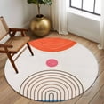 thumbnail image 2 of Round Rugs 5Ft, Beige Boho Round Area Rug Washable Indoor Throw Carpet, Modern Abstract Art Geometric Striped Soft Non Slip Circle Rug for Cabinet Bathroom Home Decor Aesthetic, 2 of 8
