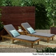 thumbnail image 2 of GDF Studio Teresa Outdoor Acacia Wood Armless Adjustable Chaise Lounges with Cushion, Set of 2, Teak and Dark Gray, 2 of 5