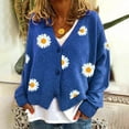 thumbnail image 2 of HomeGardon Womens Summer Cardigan Clearance! Women's Floral Knitted Daisy Sweater Cardigans Cotton Long Sleeve V Neck Loose Open Front Button Down Vintage Cottagecore Sweater Top,Orange S-XXL, 2 of 5