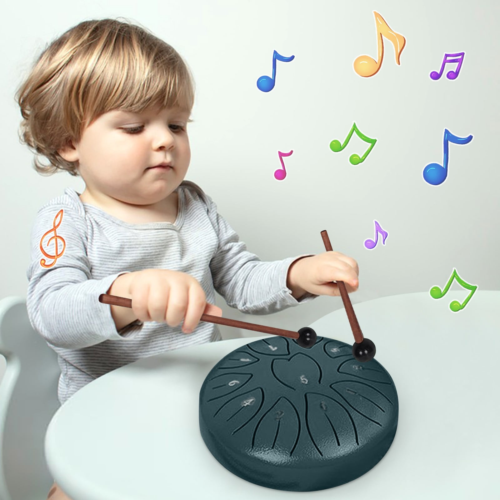 ZZkhGO Rain Drum, 11 Note Steel Tongue Drum, Handpan Percussion Instrument for Meditation Yoga Music Therapy