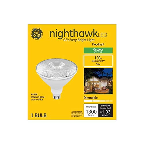 GE Nighthawk 120Watt EQ LED Par38 Warm White Dimmable Flood Light Bulb