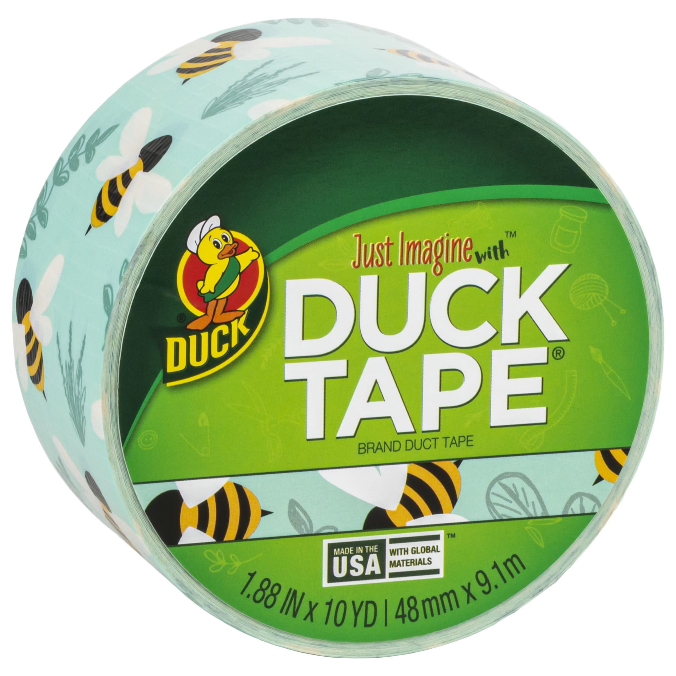 (3 pack) Printed Duck Tape Brand Duct Tape, 1.88 in. x 10 yd., Botanical Bees