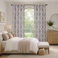 thumbnail image 5 of OVZME Black Floral Printed Curtains 84 Inches Long 2 Panels Set, Farmhouse Faux Linen Light Filtering Rod Pocket Window Drapes for Living Room Bedroom, Each 40"W x 84"L, 5 of 9