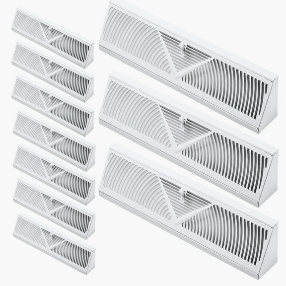 KFFKFF 18-Inch Floor Vents, Set of 10 Baseboard Vents, HVAC Durable Iron Floor Registers, Anti-Rust and Anti-Peel, Air Flow Diverters Adjustable with Metal Damper for Residential & Commercial Use