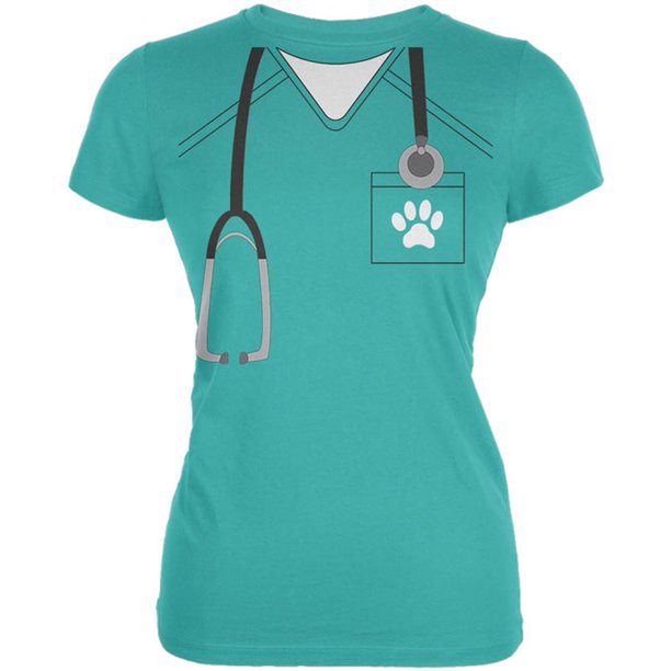 Old Glory Halloween Vet Veterinarian Scrubs Costume Juniors Soft T