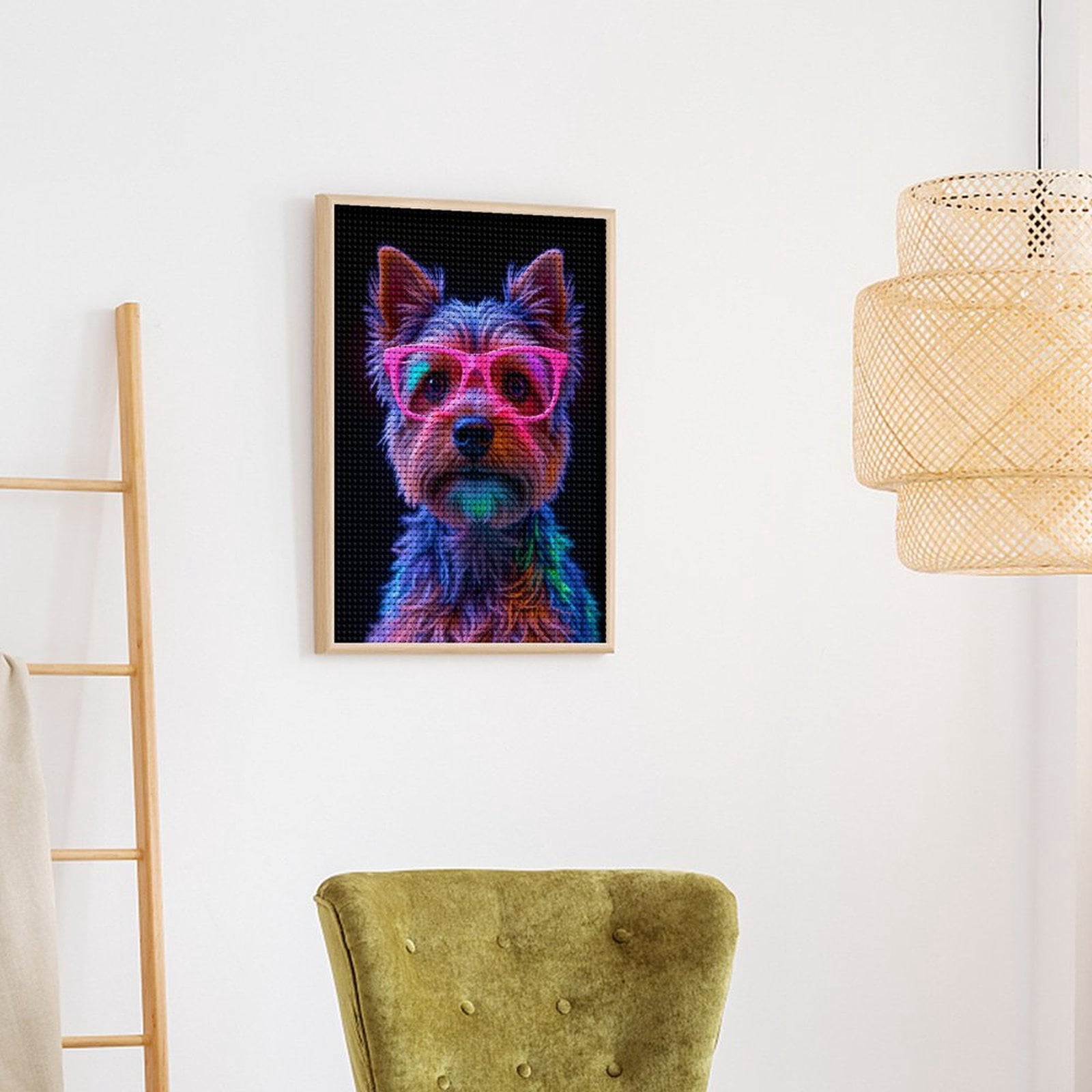 Diamond Art Kits for Adults, Neon Dog Glasses Colors 5D Diamond Painting Kits for Adults Beginners, DIY Full Drill Diamond Painting, Gem Art and Crafts 12x16