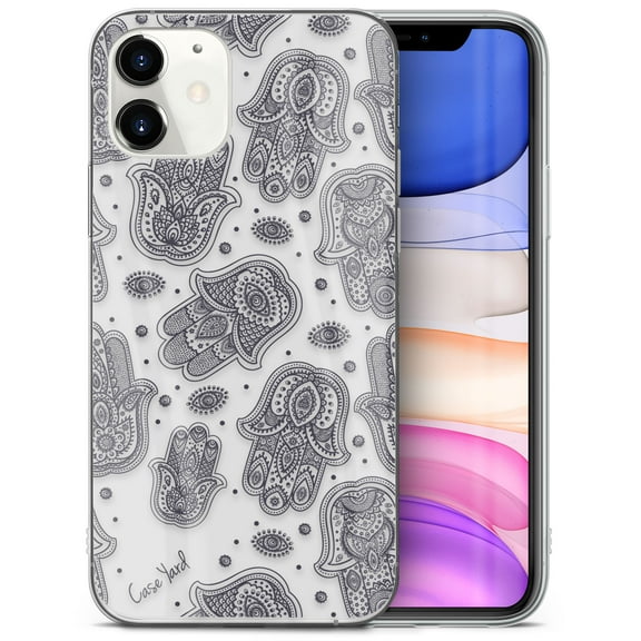 TPU Clear Case for iPhone 13 Mini with Hamsa Overload design phone cover