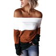 thumbnail image 1 of Pulls Femmes Robe Oversize Manches Longues Sexy hors Épaule Couleur Bloc Pull Pull Tops, 1 of 7