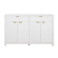 thumbnail image 4 of Hassch Buffet Cabinet with Storage, Sideboard Cabinet with 2 Drawers and 4 Doors, Farmhouse Coffee Bar Cabinet with Adjustable Shelves for Kitchen, Entryway, Living Room, Dining Room, White, 4 of 10