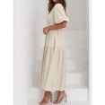 thumbnail image 4 of Apricot Womens Long Casual A-Line Dress With Puff Sleeves, Pleated Waist And Flared Ruffle Hem, 4 of 5