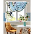 thumbnail image 3 of Waterfall Valances for Windows, Lighthouse Kitchen Sheer Valance Curtains, Blue Coastal Nautical Ocean Beach Palm Tree Rod Pocket Elegant Swag Valances for Living Room Bedroom, 47.2"x38.5", 3 Panel, 3 of 8