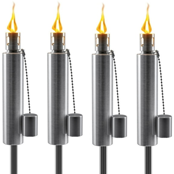 Stainless Steel Outdoor Torches, Citronella Oil Lamp, Set of 4 (Barrel) for Bedroom, Living Room,  Kitchen