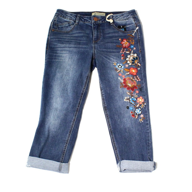 Democracy - Democracy Womens Stretch Floral Embroidered Jeans - Walmart ...