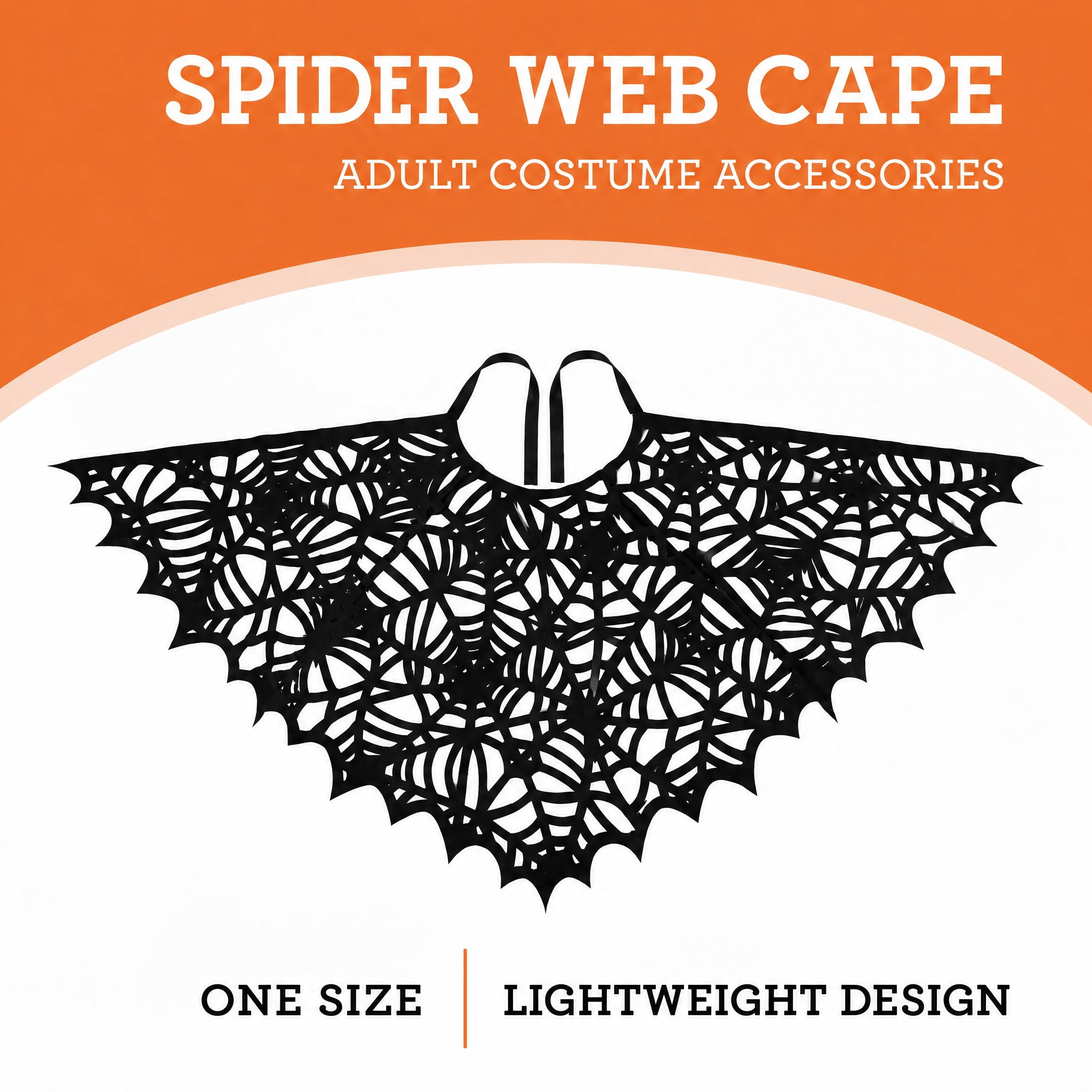 Spider Web Cape Costume Accessory for Adults, Black, One Size, Halloween by Way To Celebrate