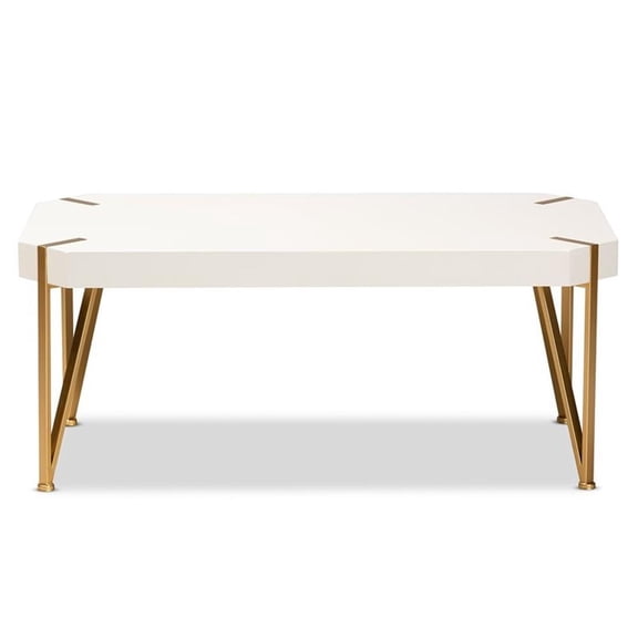 Bowery Hill Gold Metal and White Finished Wood Coffee Table