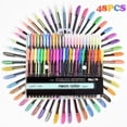 thumbnail image 4 of 48Pcs Gel Pen Set Metallic Pastel Glitter Neon Gel Pens for Adult Colouring Book(Size: 1mm Color: Multicolor), 4 of 10