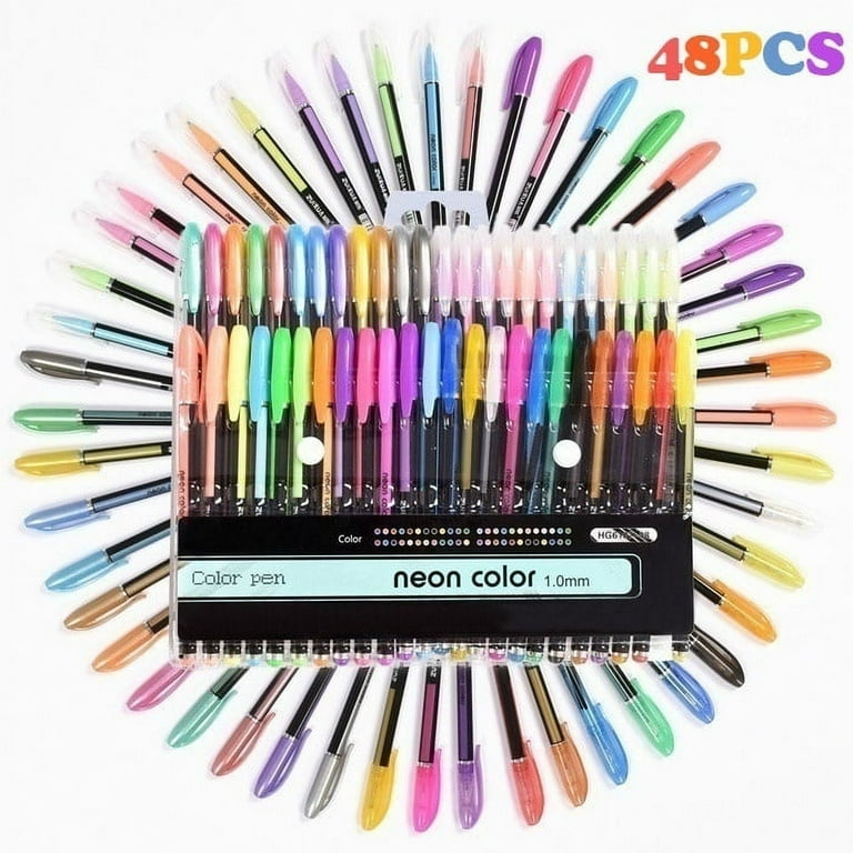 48Pcs Gel Pen Set Metallic Pastel Glitter Neon Gel Pens for Adult