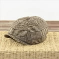 thumbnail image 2 of HNMKIU Newsboy Hats for Men Plaid Cabbie Flat Cap Classic Artist Beret Unisex Mens Hats Z02_Coffee,M, 2 of 7