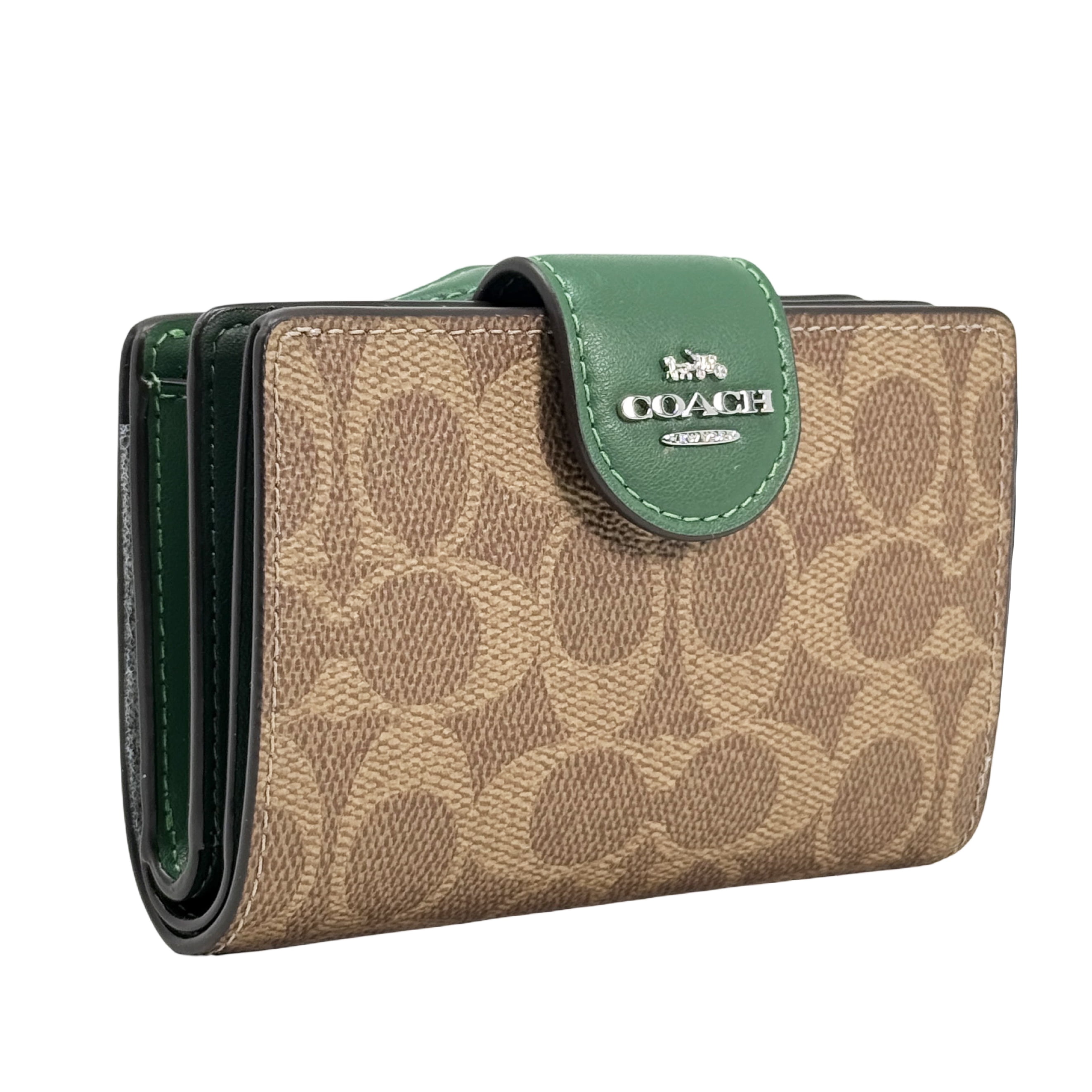 Coach Women's Medium Corner Zip Wallet in Signature Canvas (Tan
