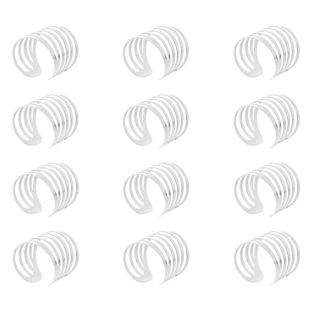 12 piezas de hebillas de servilleta de metal, aro de servilleta de perla, suministros para mesa circular