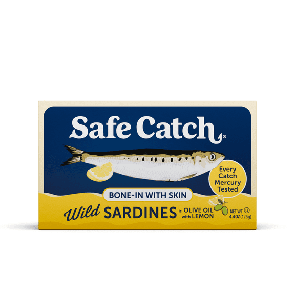 Safe Catch Bone-In with Skin Wild Sardines in Olive Oil with Lemon, 4.4 oz – Shelf-Stable Seafood