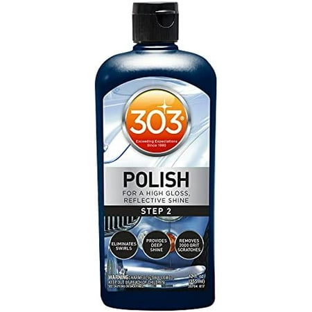 303 Polish - for High Gloss, Reflective Shine - Eliminates Swirls - Provides Deep Shine to Paint - Removes 2000 Grit Scratches (Step 2), 12 fl. oz. (30704)